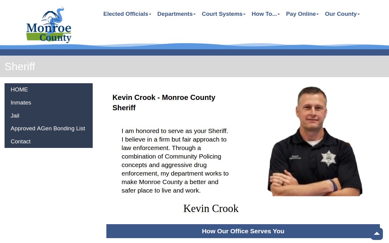 Monroe County booking record access through the Sheriff official page